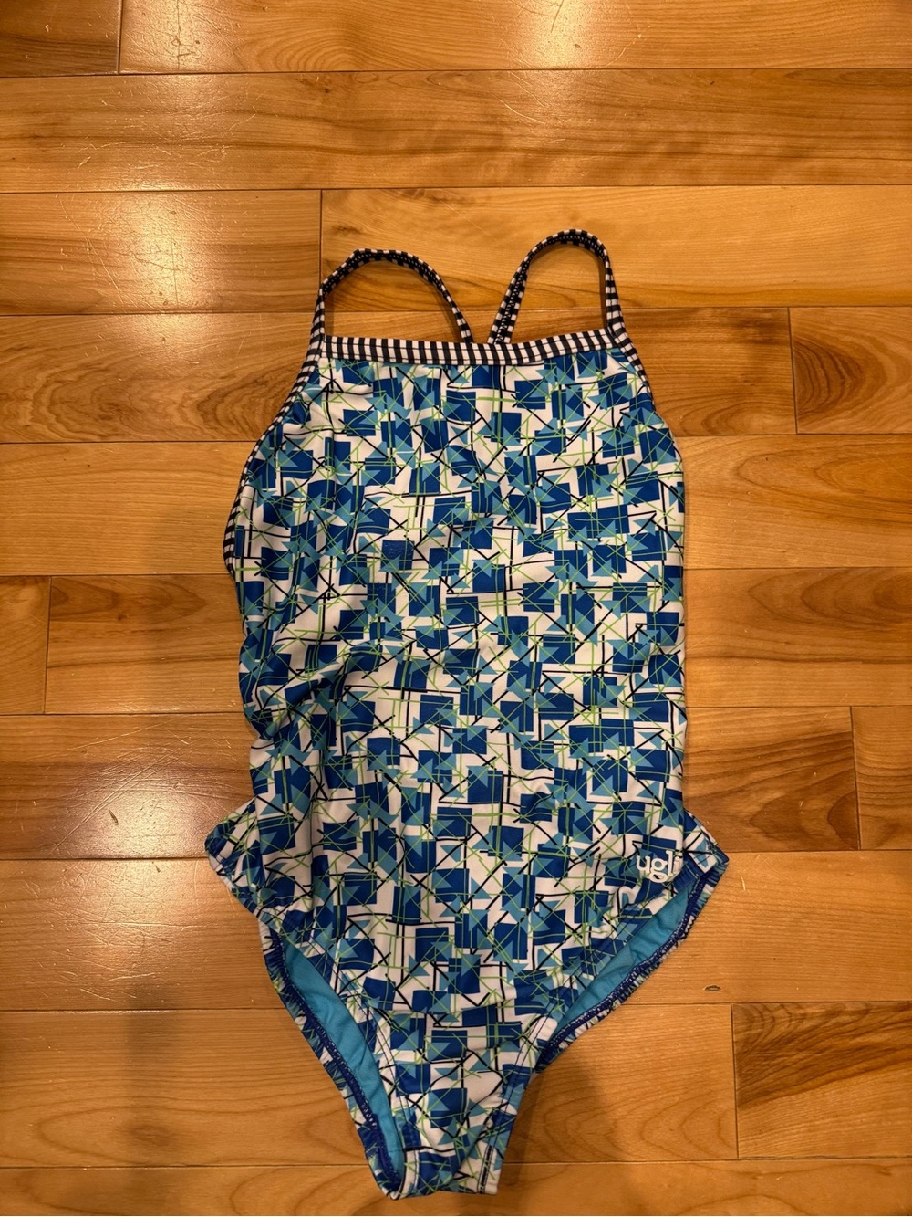 Dolfin Uglies 32 Blue Geometric One-Piece Swimsuit
